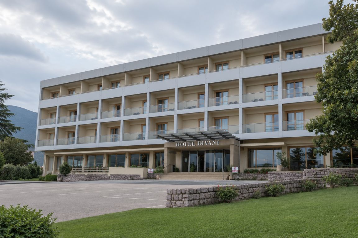 Divani Meteora Hotel offering comfortable accommodation for visitors exploring Meteora, photographed during a tour with Meteora Tours