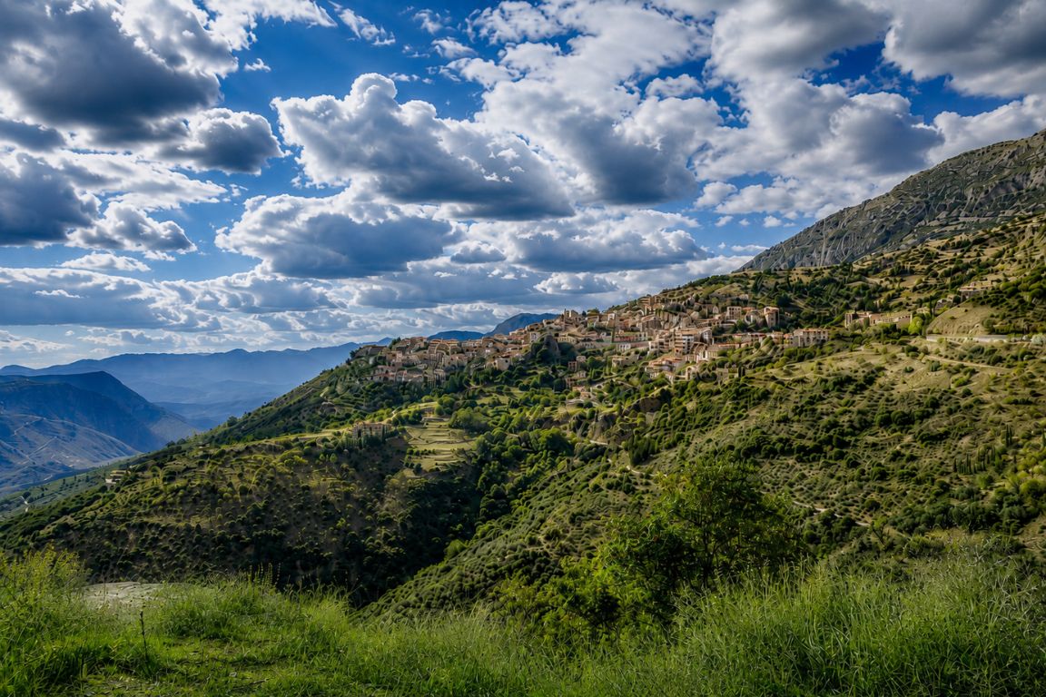 View of Mount Parnassus and the surrounding Greek countryside during a sightseeing tour of Delphi with Meteora Tours